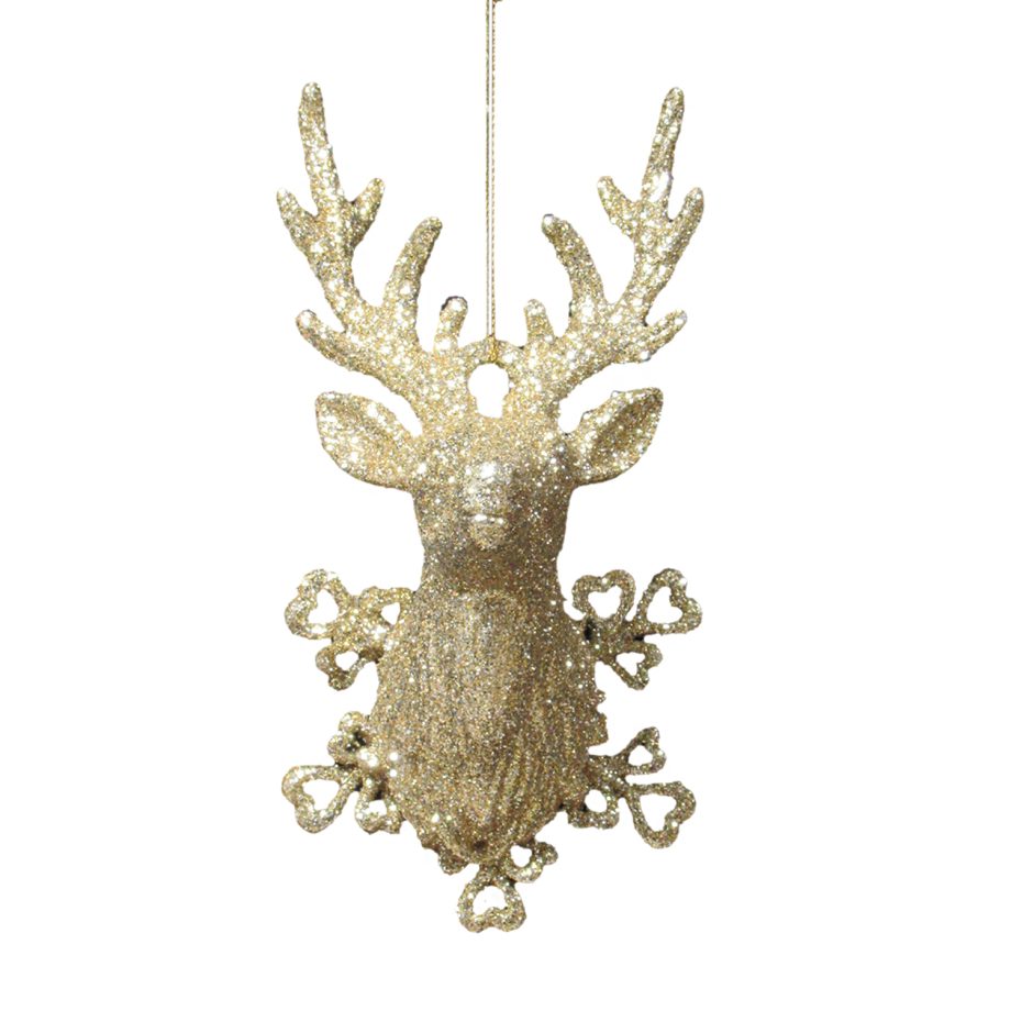 ORN GOLD STAG HEAD 6.25" W/ GLTR.
