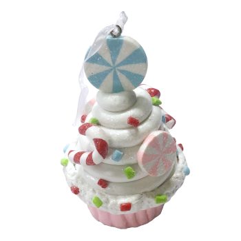ORN CANDY SPRINKLE  CUPCAKE 3.9" PINK CLAY DOUGH