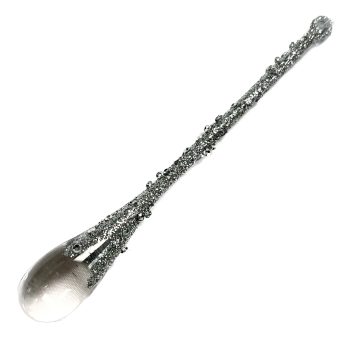 ORN CLEAR SILVER ICICLE DROP 10" W/ GLITTER & SEQUINS