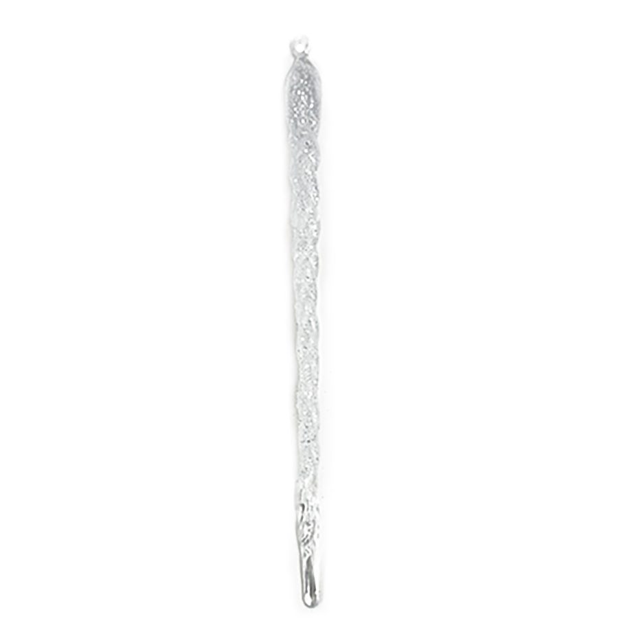 ORN CLEAR FROST ICICLE 9" W/ GLTR.