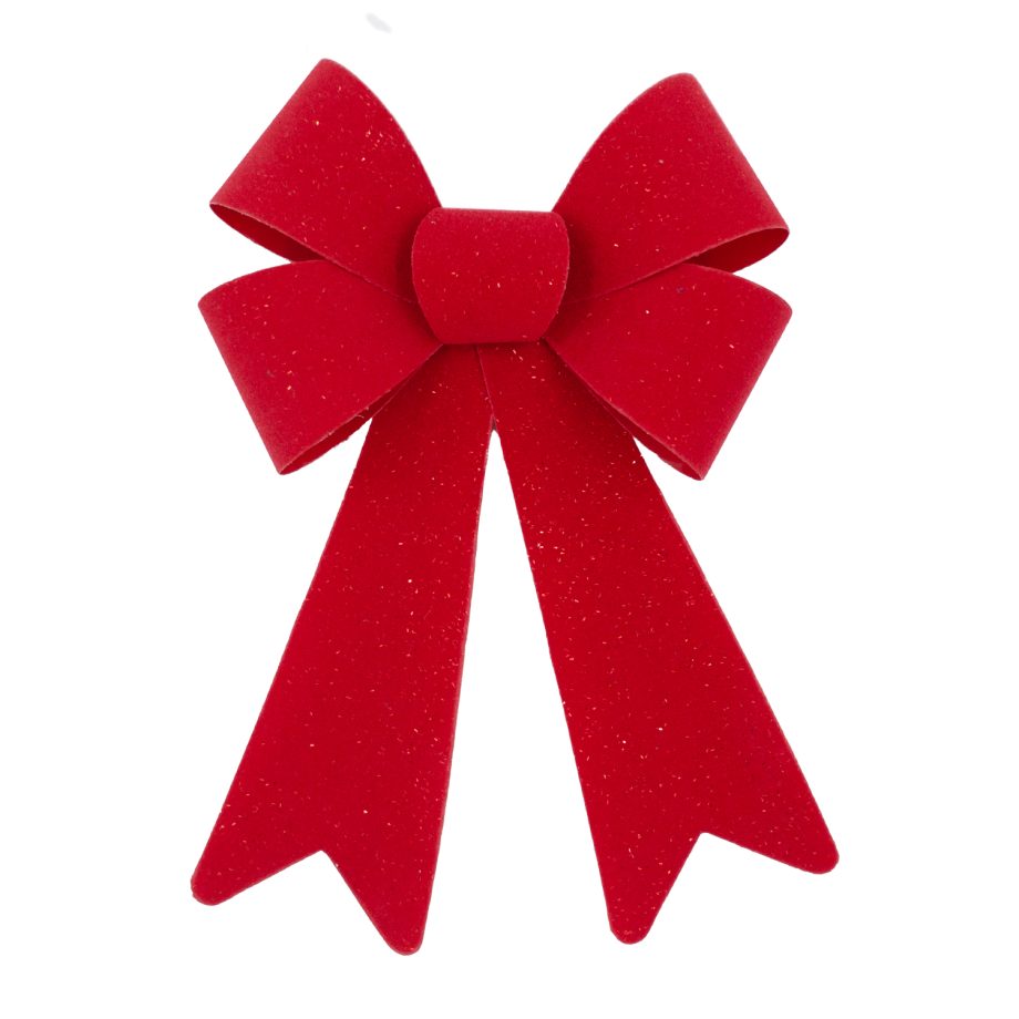 BOW RED VELVET W/ SPARKLE 6"x10" PRE FORMED PVC