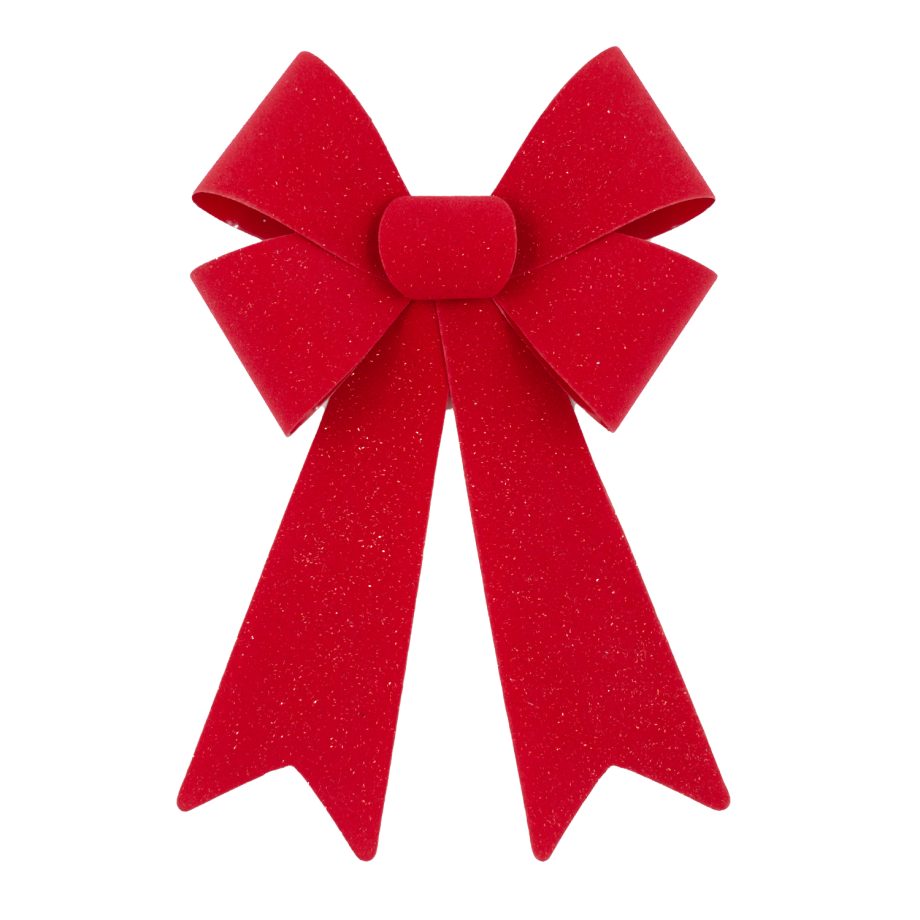 BOW RED VELVET W/ SPARKLE 9"x15" PRE FORMED PVC