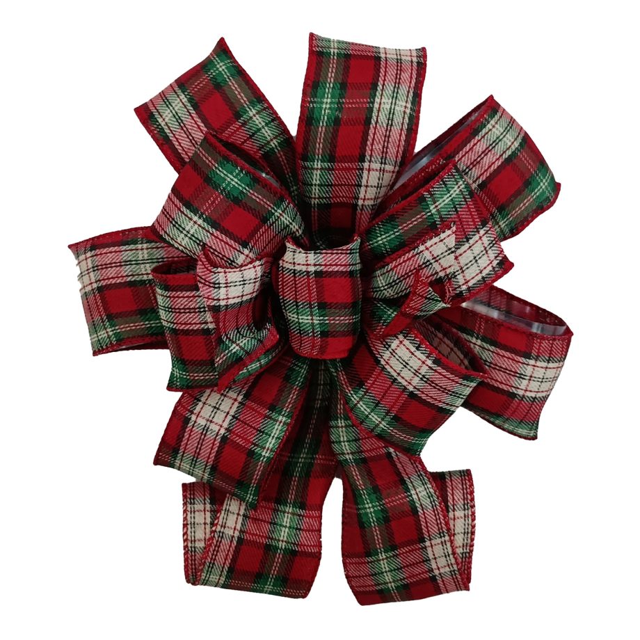 BOW TREE TOPPER 11"x31" PLAID