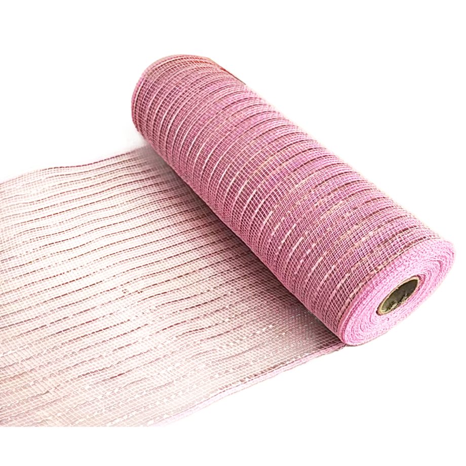 DECOR MESH 10"x10 YDS SM PINK W/ PINK METALLIC