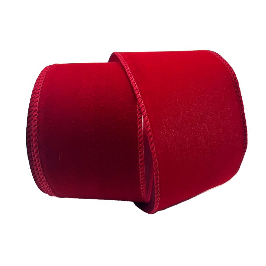 WIRED RIBBON 2.5"x10 YDS. BURGUNDY VELVET