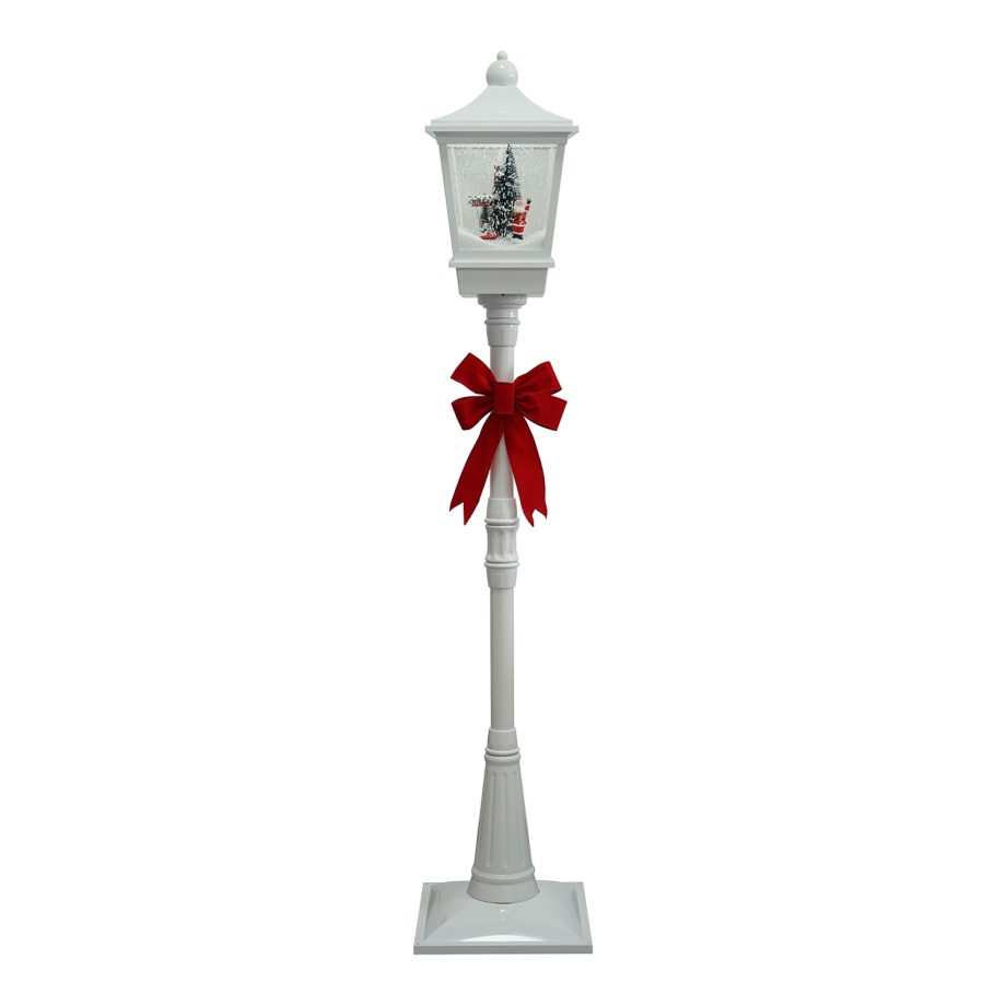 FLOOR LANTERN WITH SANTA & CHILD SWING SNOWING SCENE 72"