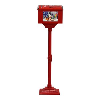 MAILBOX POST WITH SANTA & REINDEER SNOWING SCENE 42"