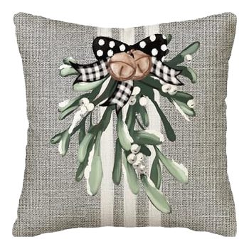 CUSHION DECORATIVE 16"x16" MISTLETOE GRAY/IVORYBLACK