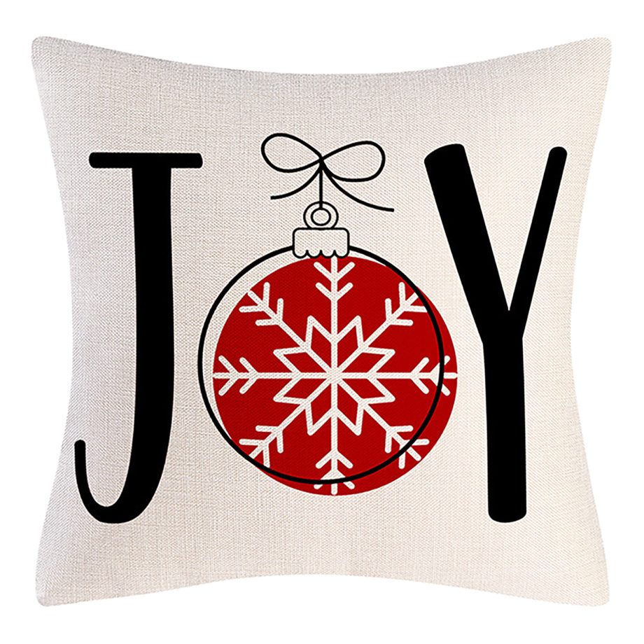 CUSHION DECORATIVE 16"x16" "JOY" IVORY/RED/BLACK