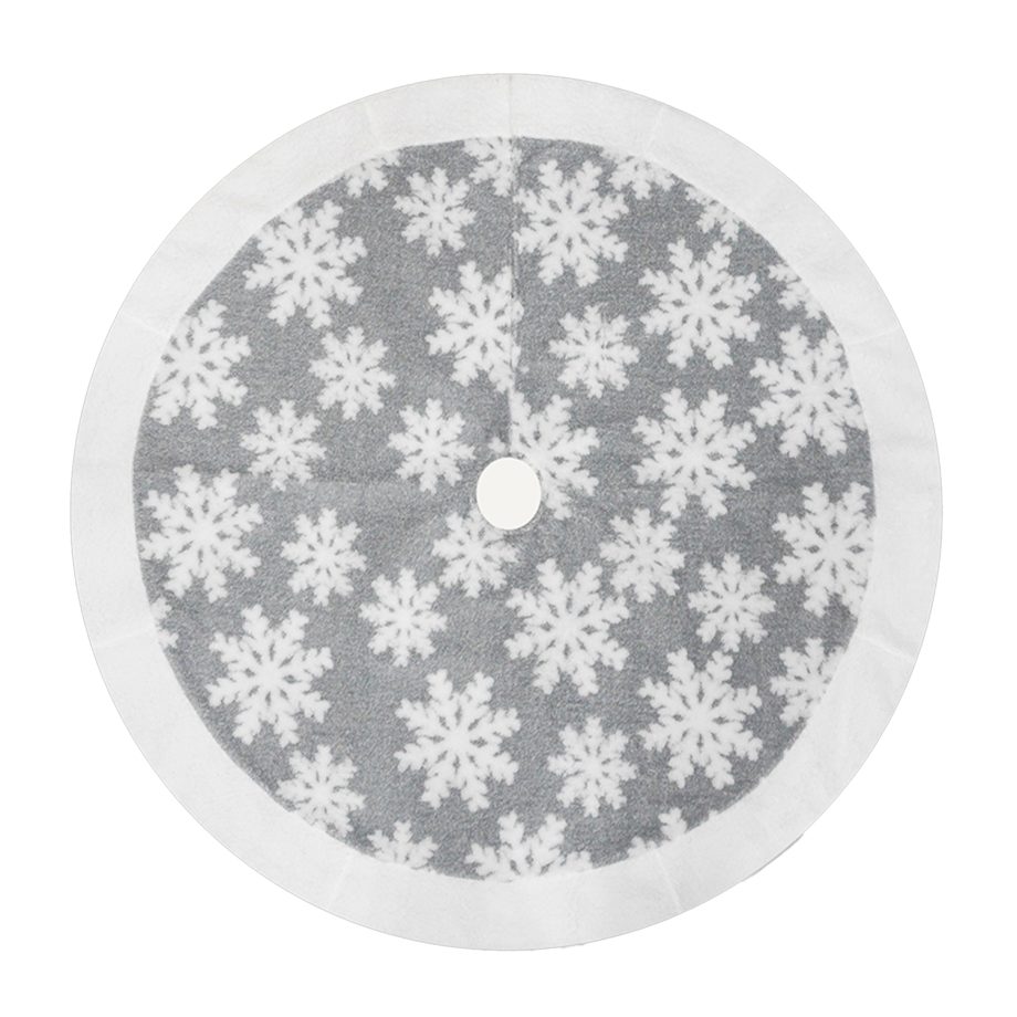 TREE SKIRT 48" GRAY/WHITE SNOWFLAKES W/ SHERPA BORDER