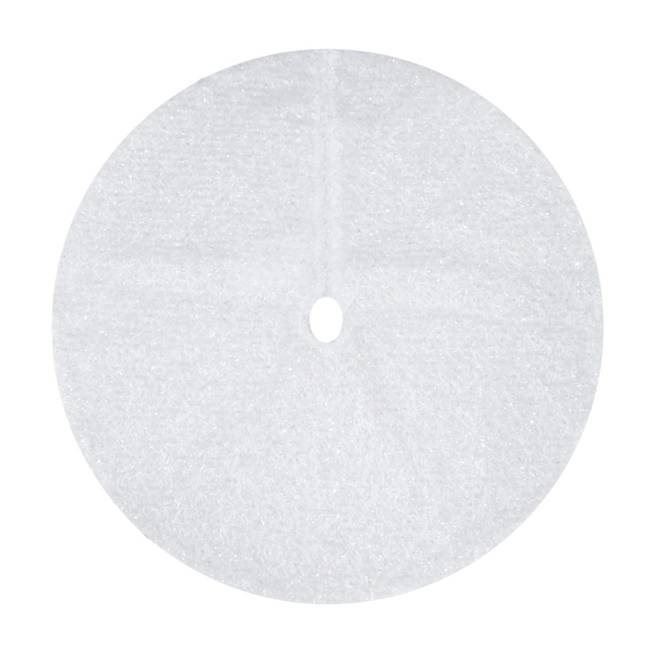 TREE SKIRT 20" MINI WHITE IRIDESCENT CURLY FAUX FUR
