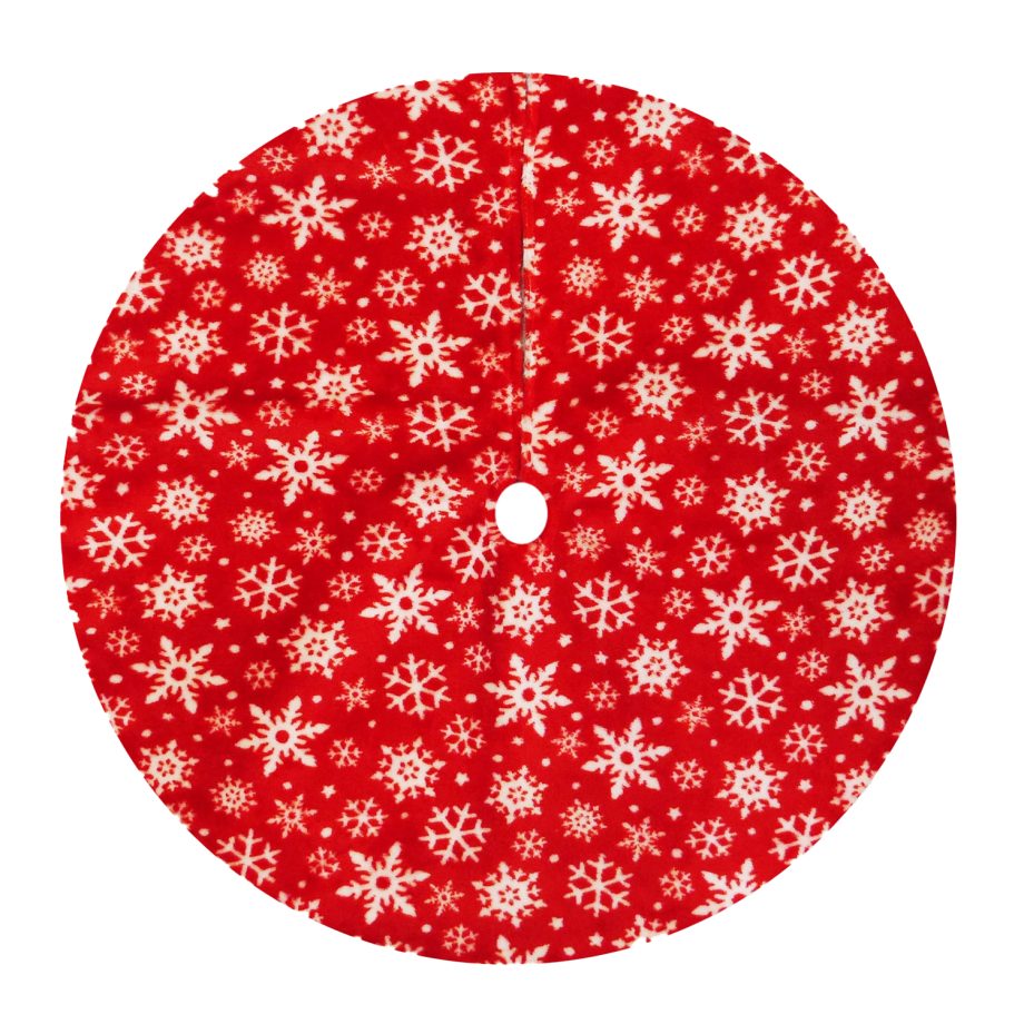 TREE SKIRT 20" MINI RED/WHITE SNOWFLAKES