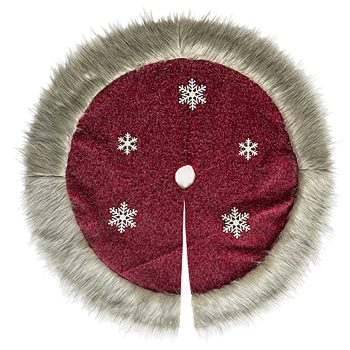 TREE SKIRT 39.5" FAUX FUR RED 3W/ SNOWFLAKE
