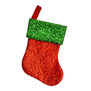 STOCKING MINI 6" RED/GREEN METALLIC