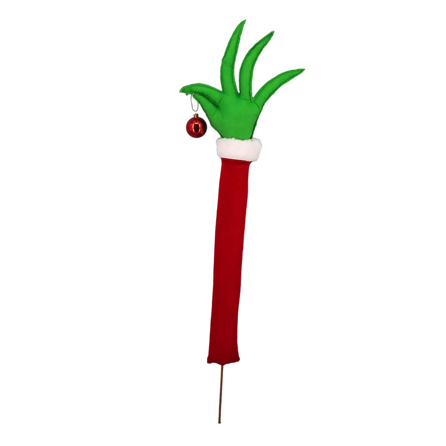 PLUSH GRINCH HAND 31" RED/GREEN W/ BELL