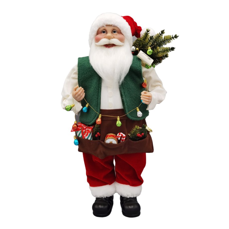 SANTA STANDING 18" HANGING LIGHTS RED/GREEN/BROWN