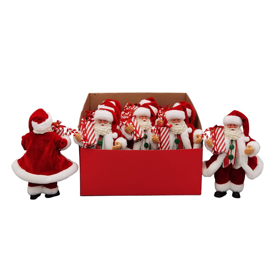 SANTA STANDING 07" W/ GIFT BOX RED 12PC-DSP BOX