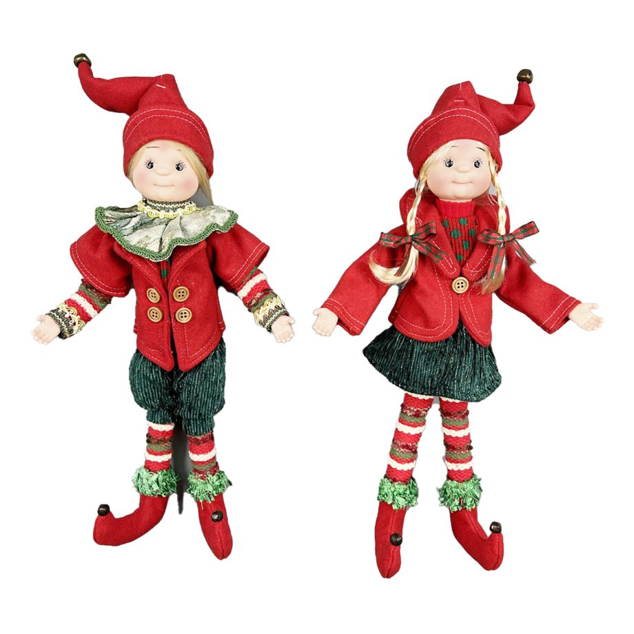 DOLL BOY/ GIRL POSABLE 18" RED/GREEN 2 ASSTD.