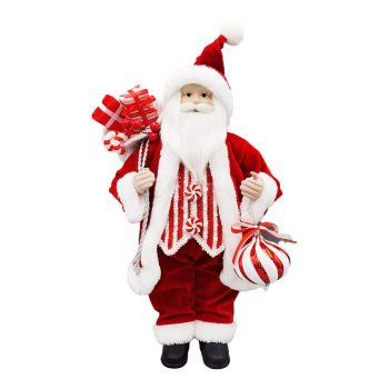 SANTA 18"STANDING W/ ORN. RED/WHITE