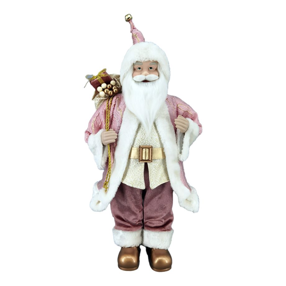 SANTA 24" STANDING W/ GIFT SACK PINK/GOLD