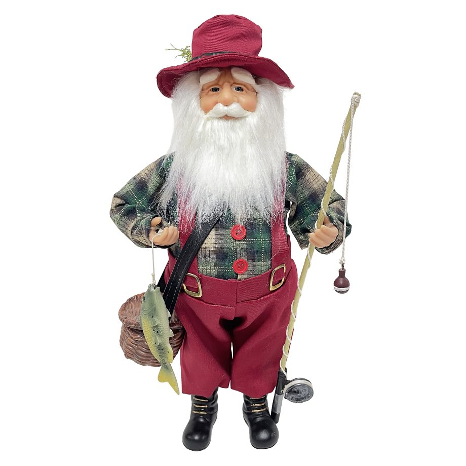 SANTA 16" STANDING FISHING RED/GREEN