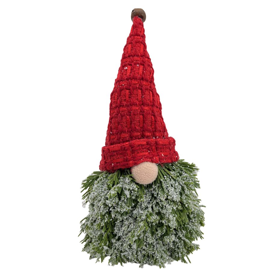 GNOME PINE BODY|FABRIC HAT RED/GREEN 6.5"x10" FROSTED