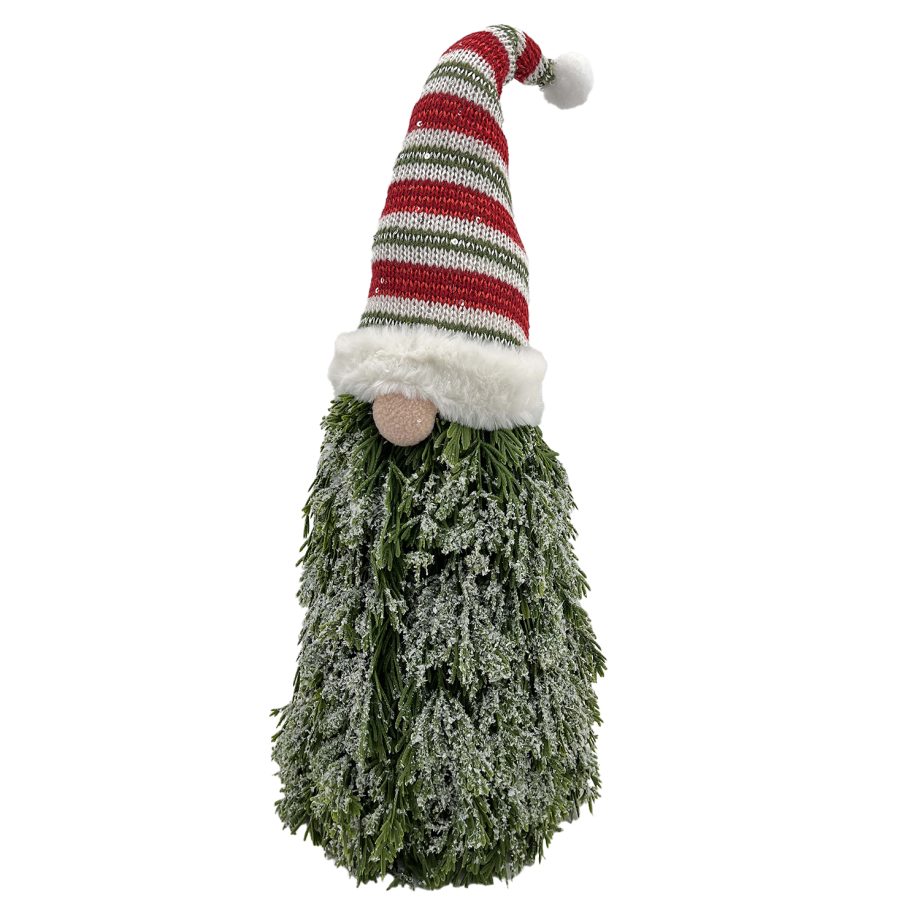 GNOME PINE BODY|FABRIC HAT RED/GREEN 8"x18.5" FROSTED