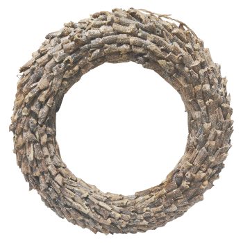 WREATH RATTAN FROSTED 16.5" NATURAL/ BIRCH LOOK