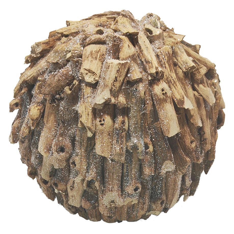 BALL NATURAL TWIG LOOK 6.5" NATURAL FROSTED