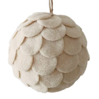 BALL FABRIC FELT SCALLOP 4" CREAM