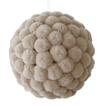 BALL FABRIC POM POMS 6" CREAM