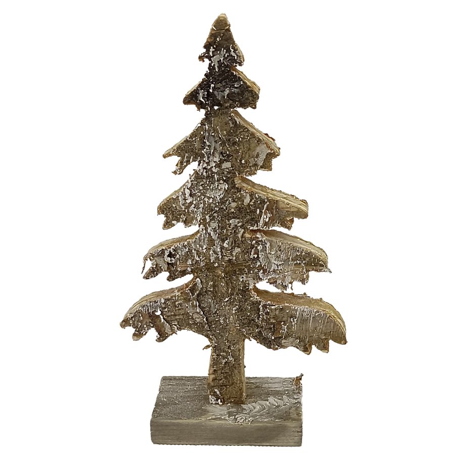 TREE WOODEN TABLE DECOR 5"x10" FROSTED NATURAL/BIRCH LOOK