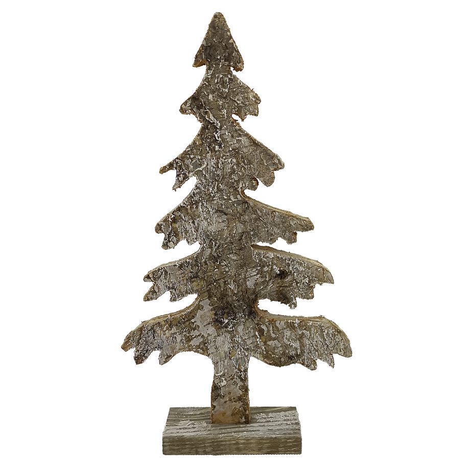 TREE WOODEN TABLE DECOR 8"x14" FROSTED NATURAL/BIRCH LOOK