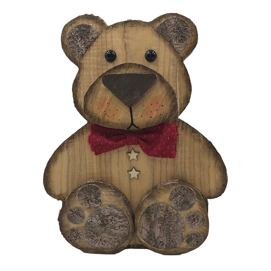 BEAR BROWN/NAT. SITTING13" W/ BOW TIE