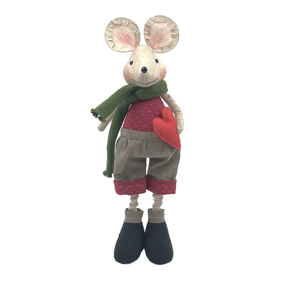 MOUSE RED/GRAY BOY STANDING 13.4" W/ SCARF