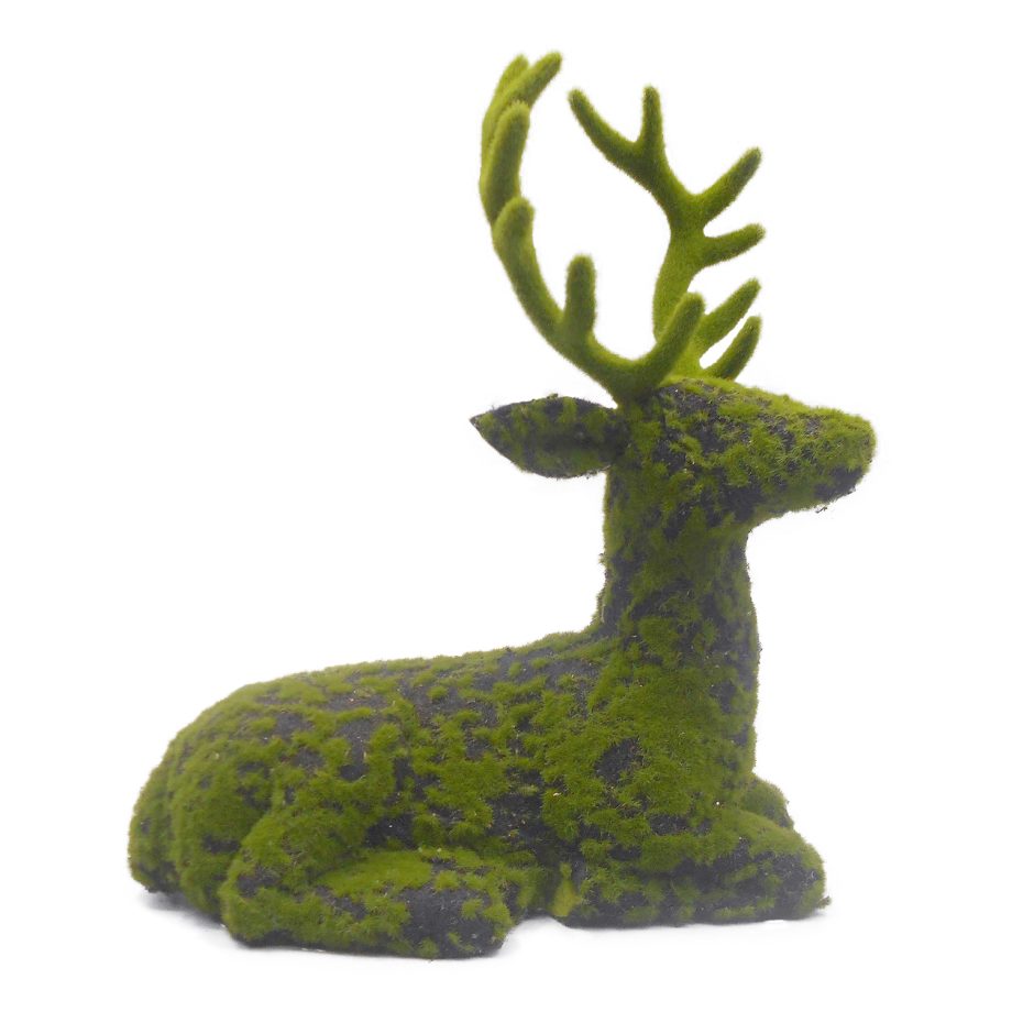 REINDEER SITTING 12.5"x14" MOSS GREEN