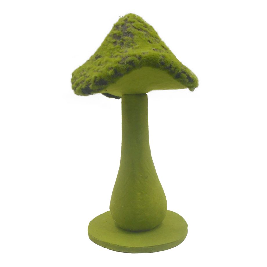 MUSHROOM TABLE DECOR 12.5" MOSS GREEN