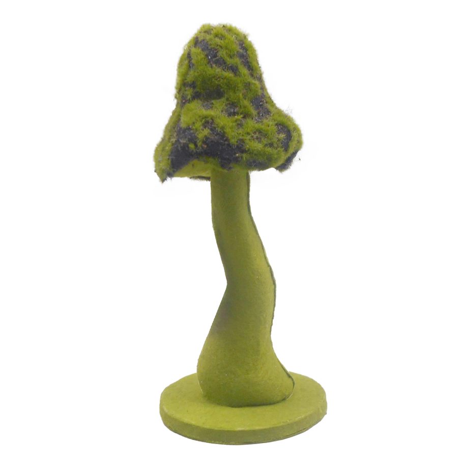 MUSHROOM TABLE DECOR 9.5" MOSS GREEN