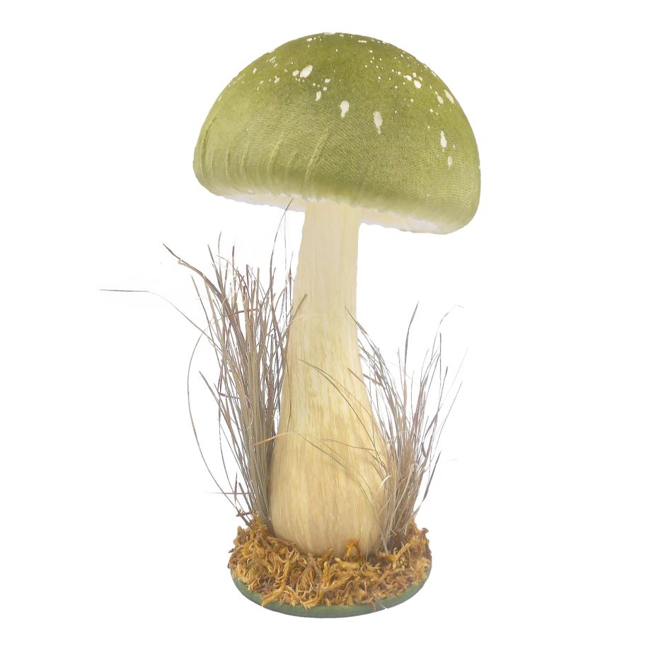 MUSHROOM TABLE DECOR 11" GREEN/NATURAL