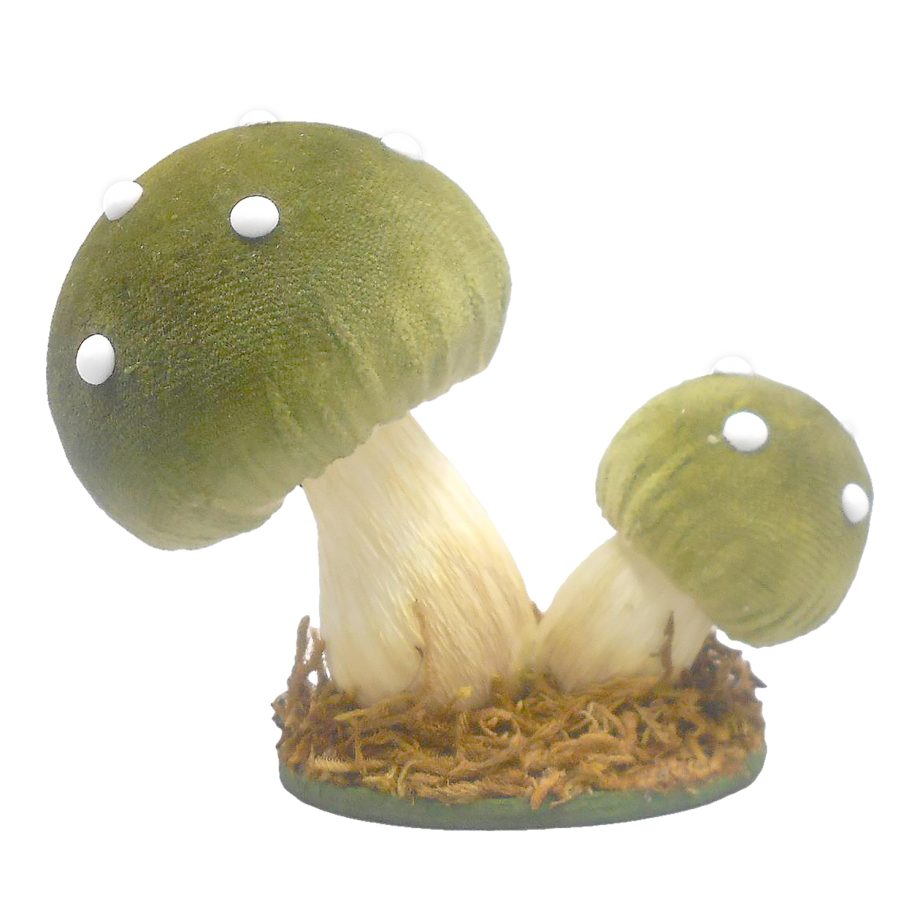 MUSHROOM TABLE DECOR 4" GREEN/NATURAL
