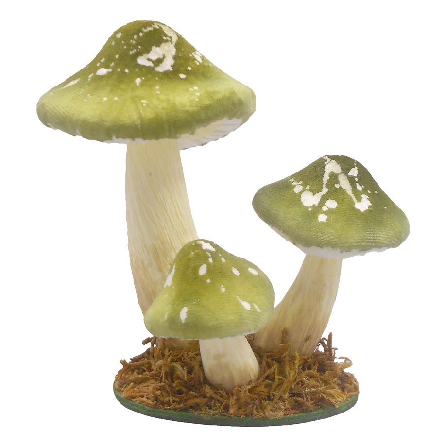 MUSHROOM TABLE DECOR 6.5" GREEN/NATURAL