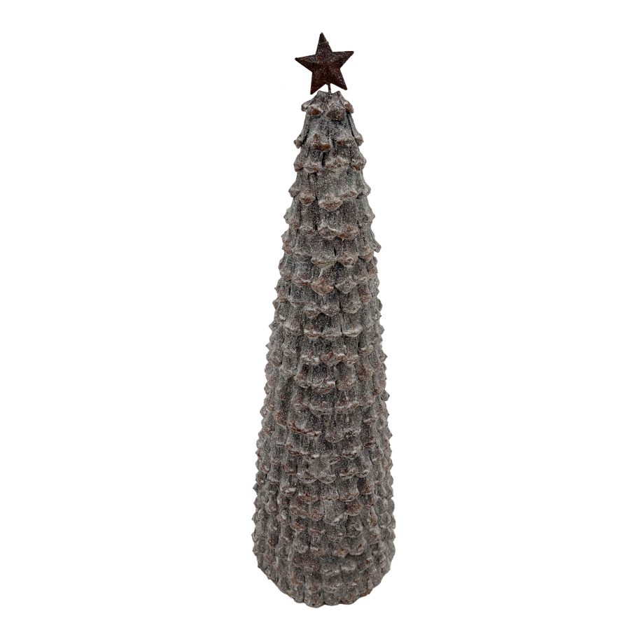 CONE TREE PINECONE FROSTED 19" W/ STAR