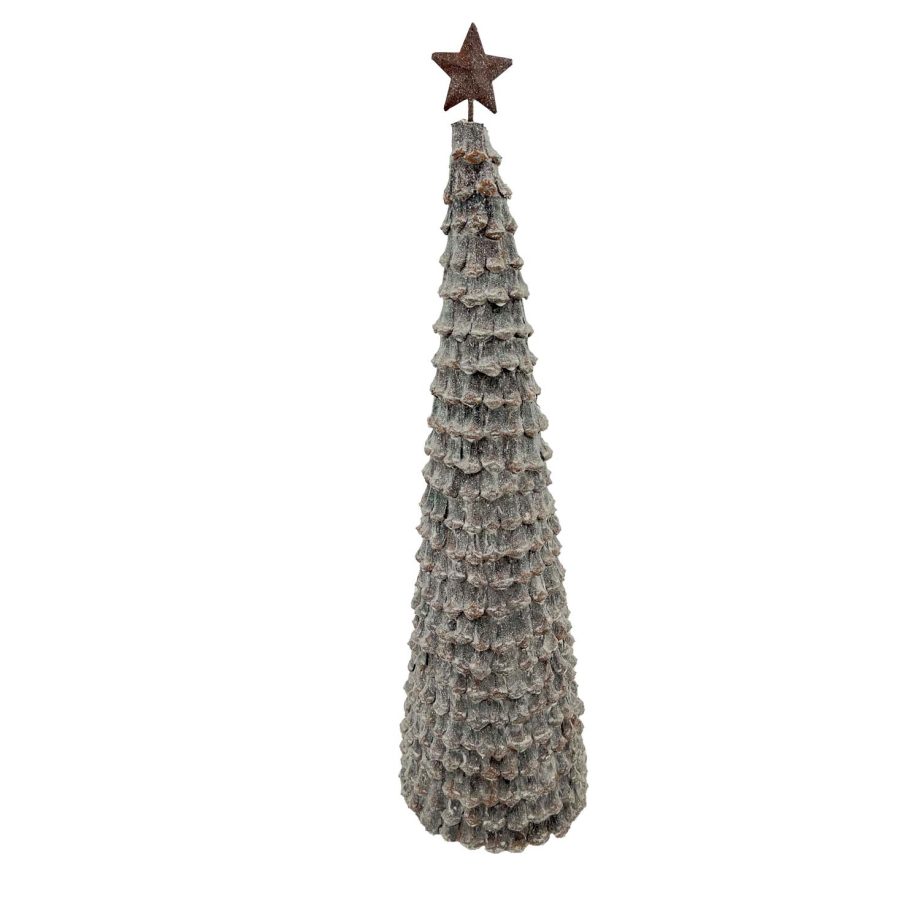 CONE TREE PINECONE FROSTED 22.5" W/ STAR