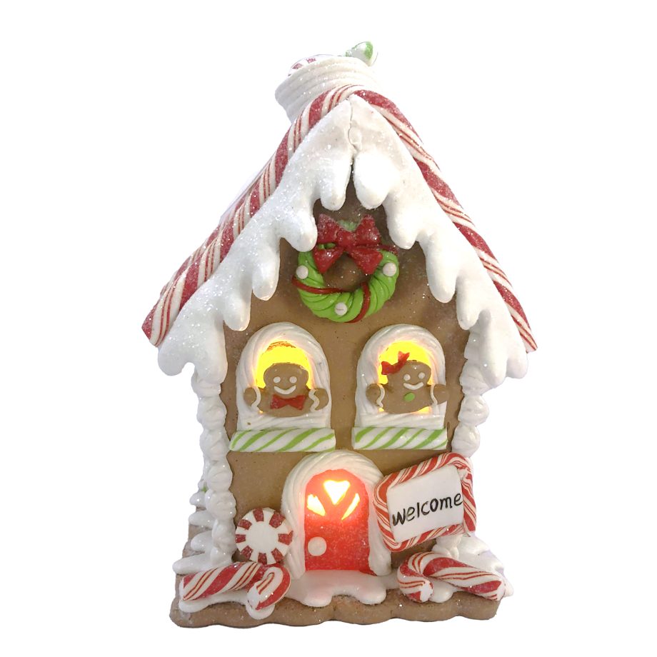 GINGERBREAD HOUSE W/ LED (YELLOW) 3.7" CLAY DOUGH