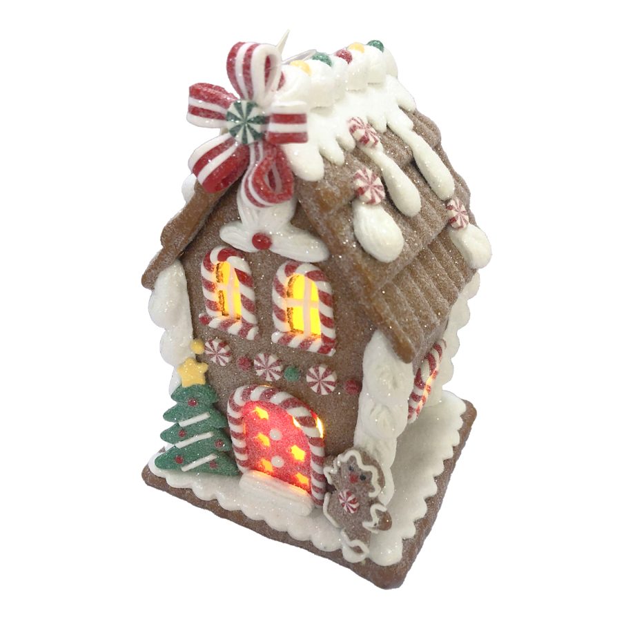 GINGERBREAD HOUSE W/ LED (YELLOW) 5.6" CLAY DOUGH