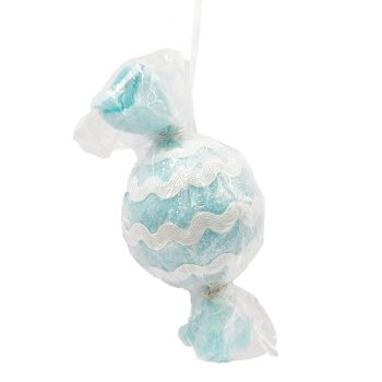 ORN CANDY SPRINKLE SWEET 4" ICE BLUE W/ GLITTER & LACE