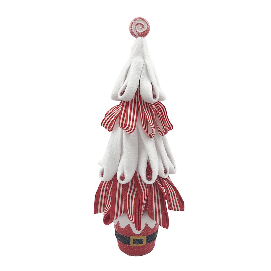 TREE TABLE DECOR 17" RED/WHITE CANDY CANE W/ SWIRL TOP