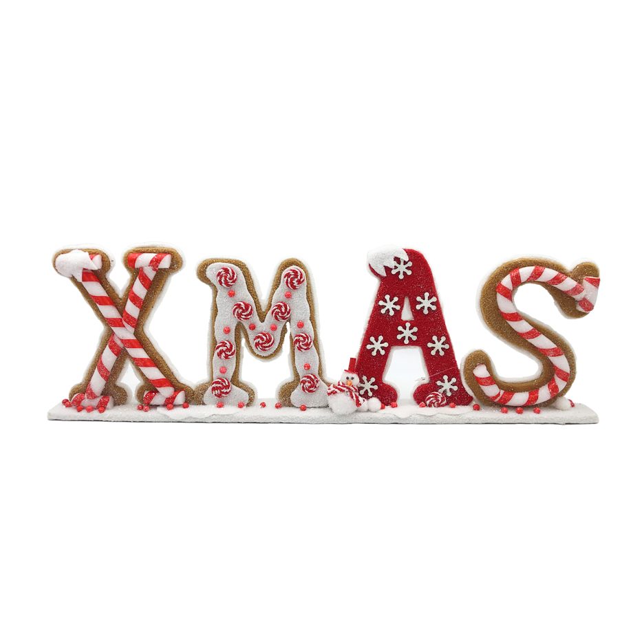 TABLE DECOR "XMAS" 24"x8" RED/WHITE CANDY CANE & CANDY SWIRL