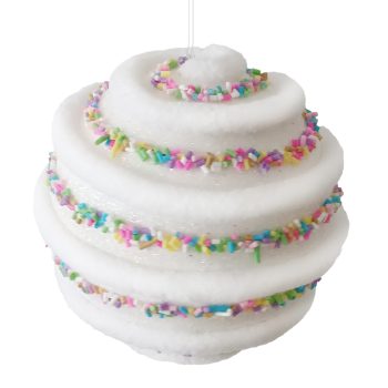 BALL CANDY SWIRL 100MM WHITE W/ MULTI SPRINKLES