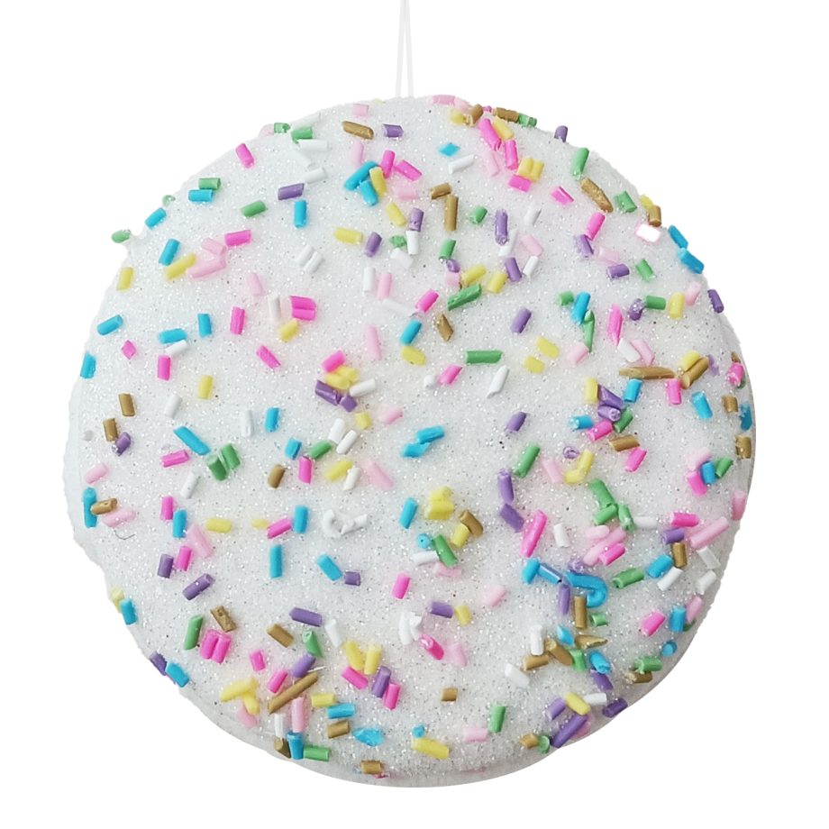 ORN CANDY SPRINKLE MACAROON 3.5" WHITE
